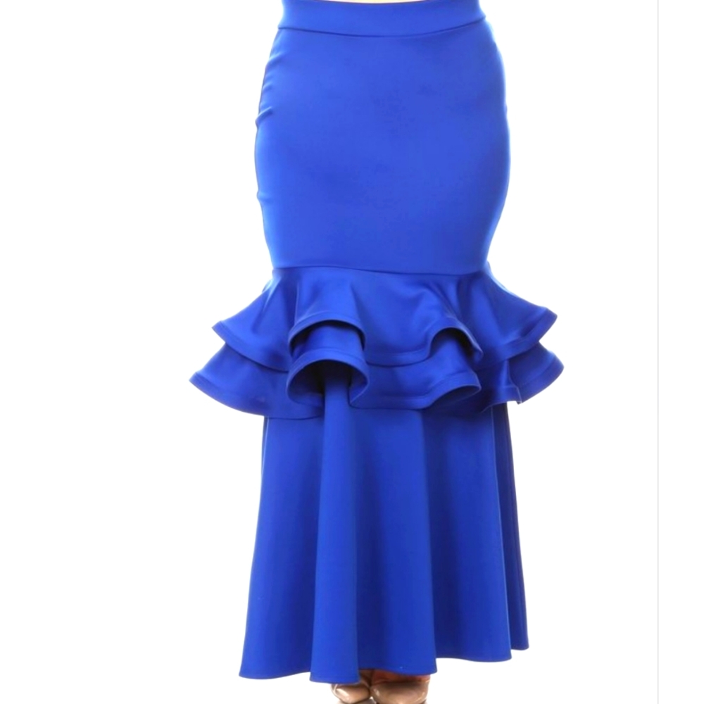 SEXY DIVA BLUE MAXI SKIRT 1X